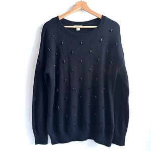 Reiss Black Kimber Embellished Knit Jumper Sweater Mohair Black Medium